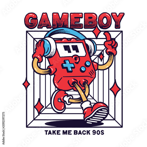 Nostalgic game retro character groovy style