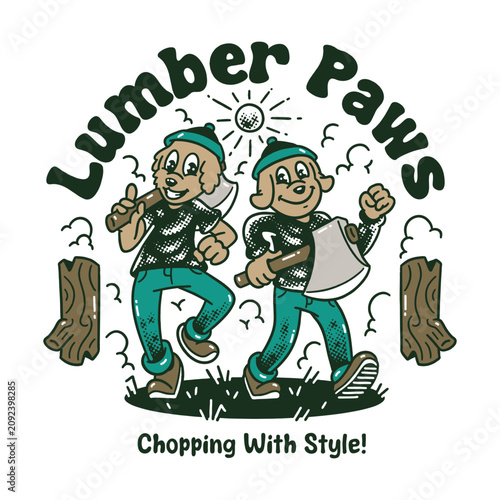 Lumberjack retro character groovy style