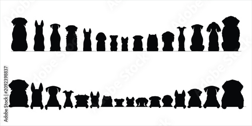 Foto Collection of Dog Silhouettes in Two Rows Showing Different Breeds and Poses Key