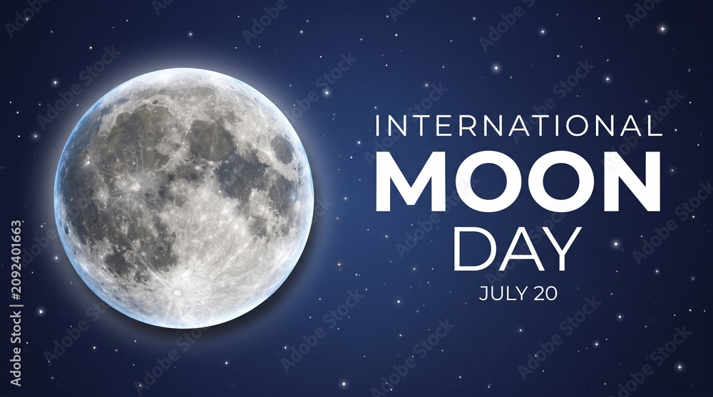 Fototapeta premium International Mood Day design with bright moon on dark blue background. Vector illustration