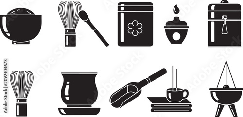 Fotografía Black silhouette of household appliances and furniture including lamp lightbulb