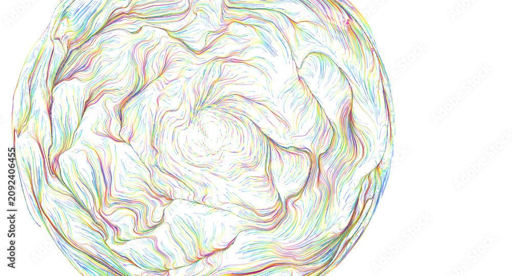 Fototapeta premium Vibrant abstract sphere composed of colorful swirling lines and intricate patterns, perfect for digi