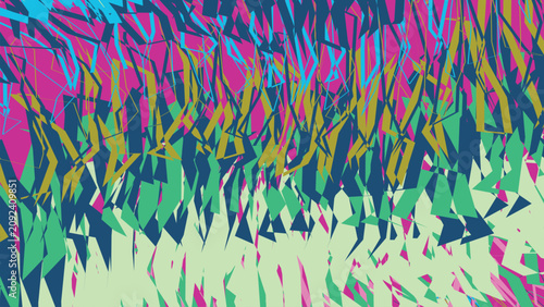 Bild auf Leinwand Abstract pattern with jagged lightning like sharp shapes in vibrant tones creating rhythmic and intense texture for modern creative applications