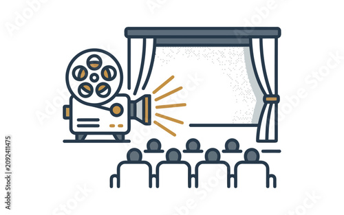 Movie Theater Film Projector Vector Illustration