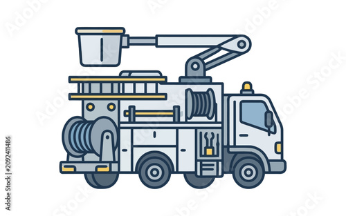 Utility Bucket Truck Vector Illustration