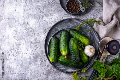 Quadro su tela Preparation of marinated salty pickled cucumbers