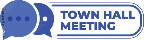 Tableau sur toile Town Hall Meeting Sign vector illustration featuring public community discussion