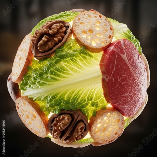 Gourmet sandwich with prosciutto and fresh greens on plate.