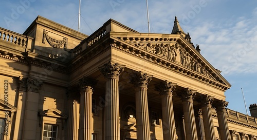 Historic ornate building with classical columns and detailed architecture.