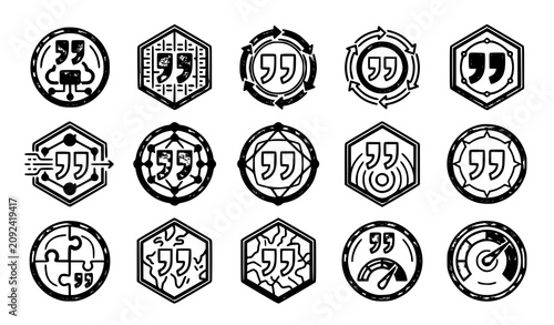 Photos Digital Citation Geometric Badge Vector Icons Abstract Automated PR Quote and Te