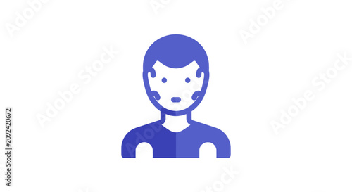 Biometric facial recognition and human identification profile icon