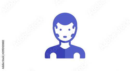 Biometric facial recognition and human identification profile icon