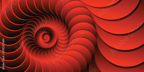 Obraz na płótnie Red spiral pattern with concentric curves a repeating vector design on a solid r