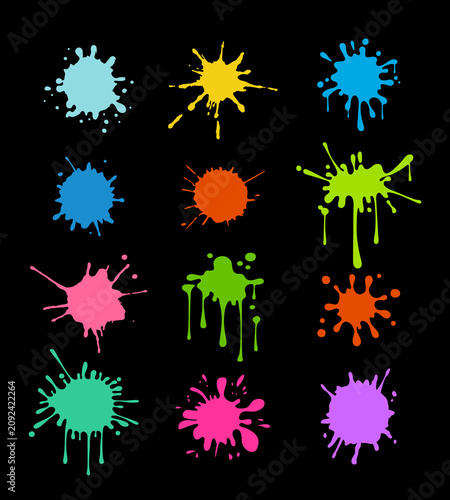 colorful paint splash collection design set