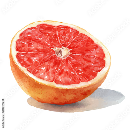 Photography Stylized watercolor Grapefruit vector, modern artistic illustration with high-quality details on a pure white background