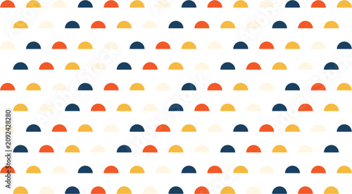 Bild auf Leinwand Seamless pattern with colorful semicircle shapes arranged in rows on a transpare