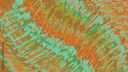 Fotografija Abstract background with energetic sharp shards in warm autumn colors of orange green and brown creating chaotic dynamic motion effect