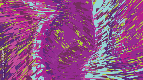Φωτογραφία Abstract chaotic texture with sharp pointy fragments scattered in swirling vortex movement using vivid purple pink and bright cyan tones