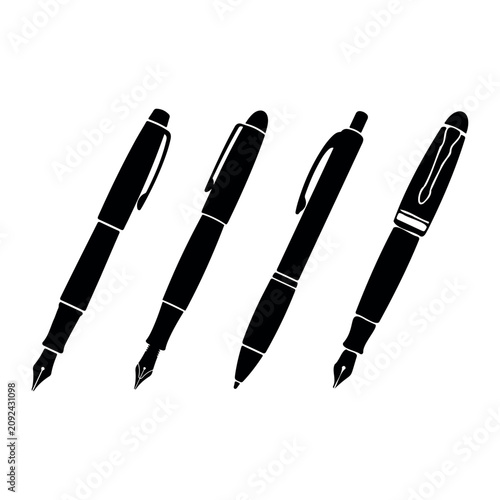 Set of pen silhouettes vector illustration