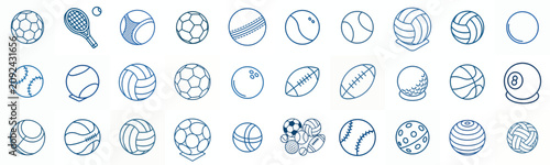simple isometric line art vector icon sport ball blue color