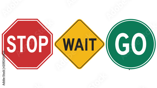 Obraz na płótnie Stop Wait Go Traffic Sign Icon vector illustration featuring road signal symbols