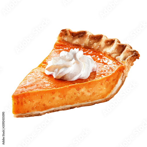 фотографія Pumpkin Pie watercolor vector, hand-painted style, high-quality illustration isolated on white background