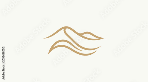 Minimalist tan sand dunes line art.