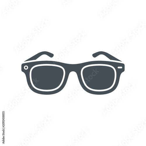 Stylized eyeglasses icon in dark gray outline silhouette.