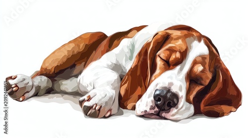 Sleeping Basset Hound