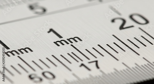 Close-up Macro Shot of a Precision Measuring Ruler with Millimeter Markings.