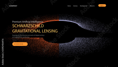 Obraz na plátně Modern dark web interface featuring abstract particle visualization of Schwarzsc