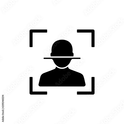 Facial recognition user profile identity detection icon with recognition