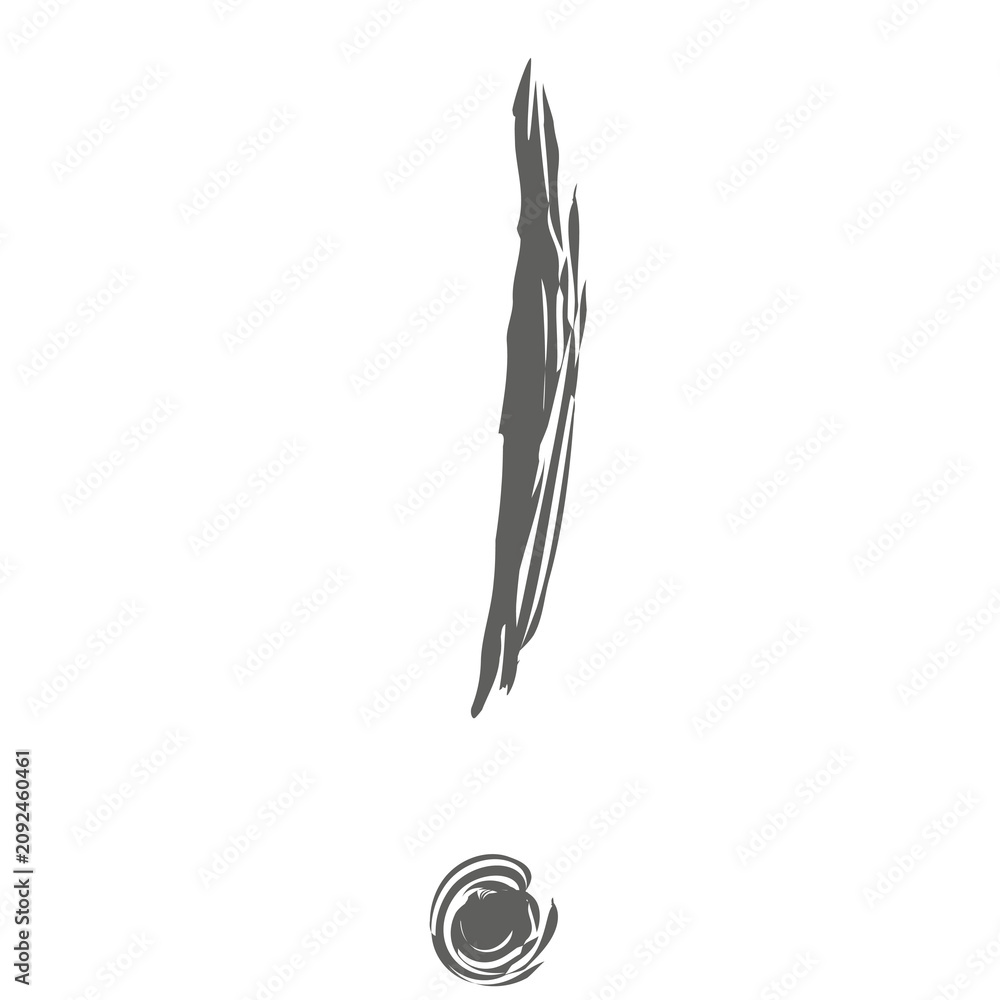 Obraz premium Hand Drawn Doodle Exclamation Mark. Vector Marker Brush Stroke Punctuation Mark Isolated on Transparent Background