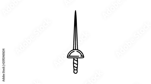 Bild auf Leinwand Sleek black and white line art vector icon of a fencing sword, excellent for martial arts academies or competitive fencing event signage