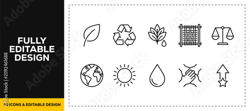 Tableau sur toile flat vector illustration line art icon bundle set design highlighting environmen