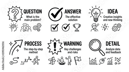 Set of business icons for problem solving and strategy