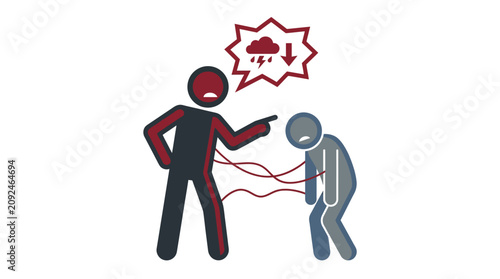 Принти на полотні Depicting a dark figure bullying a sad person, conveying emotional distress and negative energy