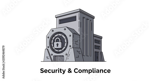 Security and compliance building illustration.