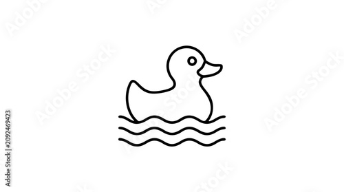Canvastavla A clean black and white line art vector icon of a floating bath duck, delightful for pediatric clinic decor, toy store displays, or parenting blog graphics