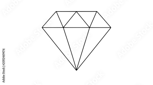 Konstfotografi A clean black and white line art vector icon of a raw uncut diamond with hand-drawn outlines, ideal for mining concepts, natural gem representations, or rough stone designs