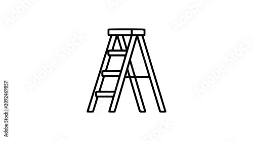 Bilde på lerret A sturdy folding ladder rendered in crisp black and white line art, ideal for renovation business branding, safety manuals, or tool rental service icons