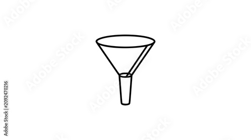 Photos A clean black and white line art vector icon of a funnel filter with refined pro