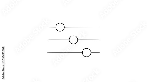 Schilderij op canvas A clean black and white line art vector icon of an adjustment slider, perfect for representing settings, equalizer controls, or audio mixing interfaces in software and app design