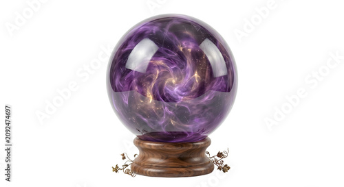 Foto Crystal ball with glowing purple magic swirls