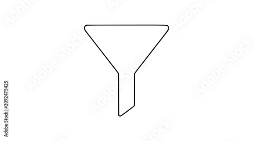 Obraz na płótnie A clean black and white line art vector icon of a funnel filter, perfect for illustrating content curation, information screening, or digital filtering applications