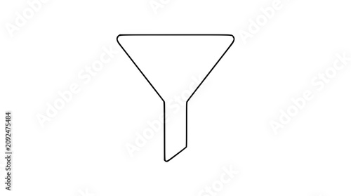 Foto A clean black and white line art vector icon of a funnel filter, perfect for illustrating content curation, information screening, or digital filtering applications