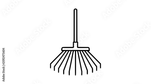 Canvastavla A clean black and white line art vector icon of a leaf rake with varied tine spacing, great for gardening supply stores, landscape design portfolios, and seasonal home care guides