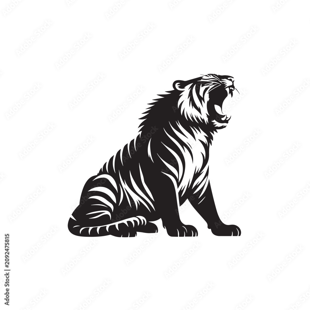 Obraz premium Tiger Vector Design - minimalist Vector of tiger Rearing - Illustration of tiger