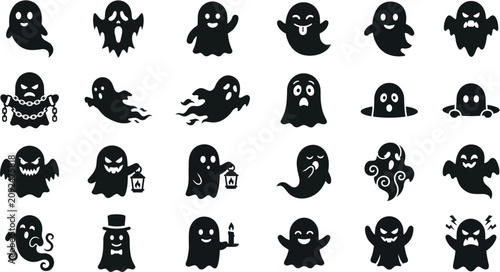 Slika na platnu A collection of various emotive ghost illustrations are displayed together