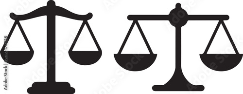Two different scales icons for justice and balance concept